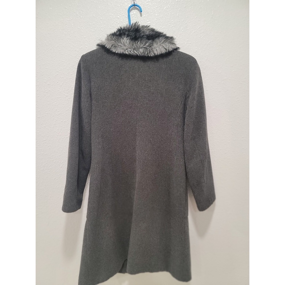 Vintage Dorothy Perkin made in UK WOOL rich blend size 10 fur collar grey - Picture 2 of 6
